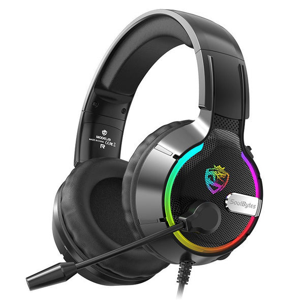 Head mounted gaming headset Soulbytes S19 wired RGB computer headset