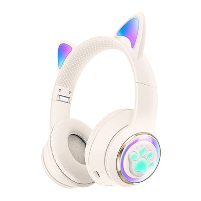 Luminous Cat Ears Cute Space Cabin Head Mounted Bluetooth Earphones Heavy Bass Gaming Wireless Earphones