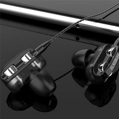 Olhveitra 3.5mm In Ear Earphones Wired Headset Gamer For Computer iPhone Samsung Xiaomi Dual Drive Stereo Sport Earbuds With Mic